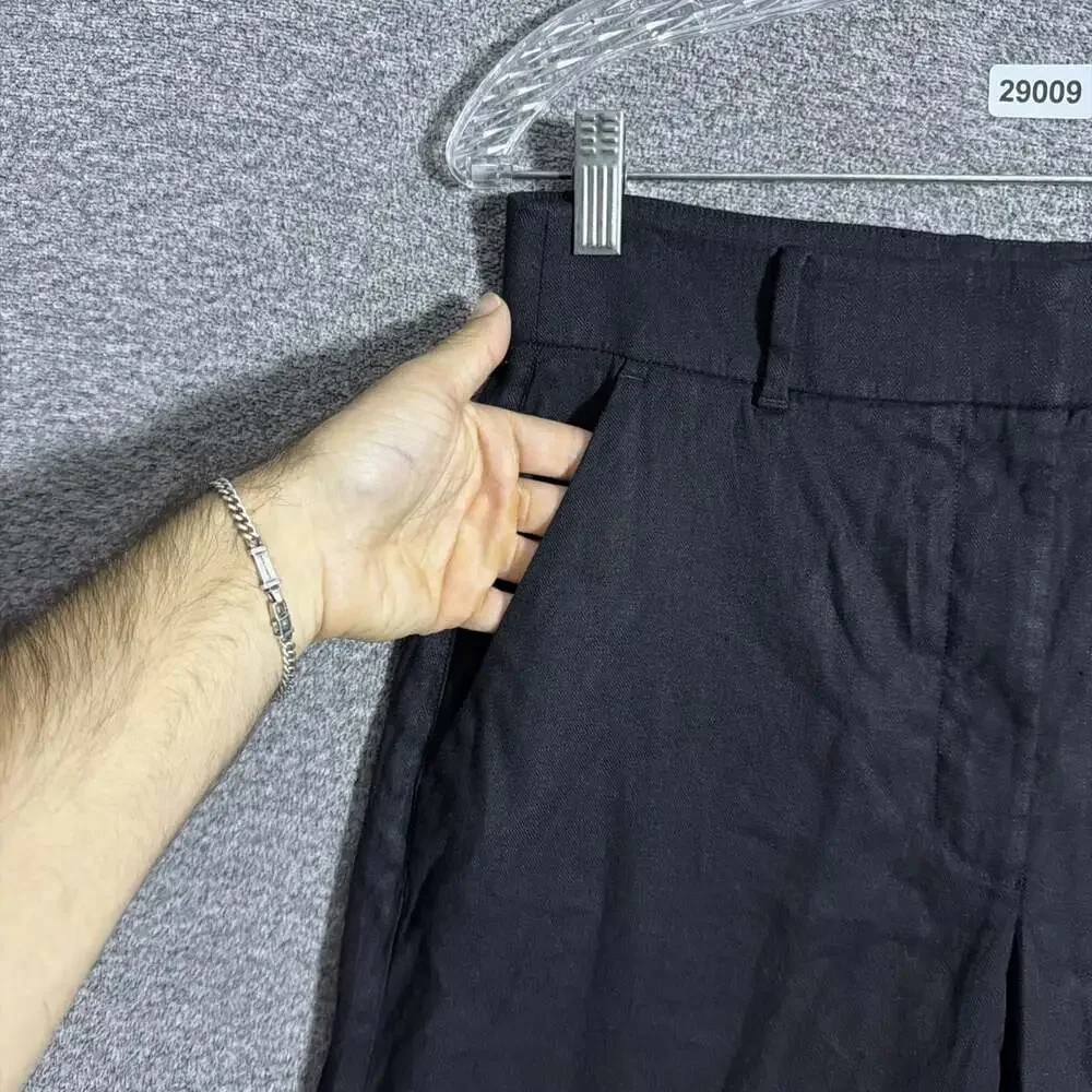 NWT Everlane Women's Size 6 Black Stretch Flax Linen Wide Leg High Rise Trouser